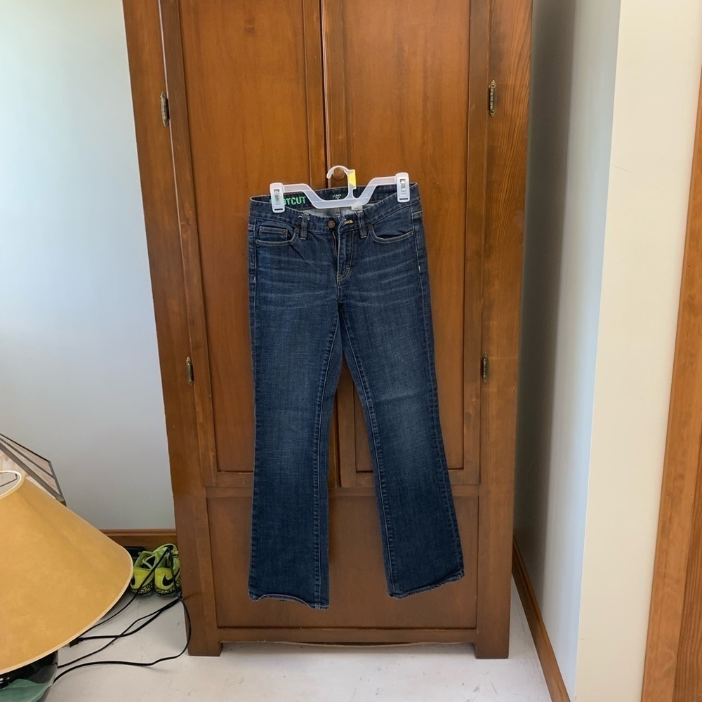 J Crew stretch bootcut denim  jeans 28R 32 in inseam #coastal cowboy